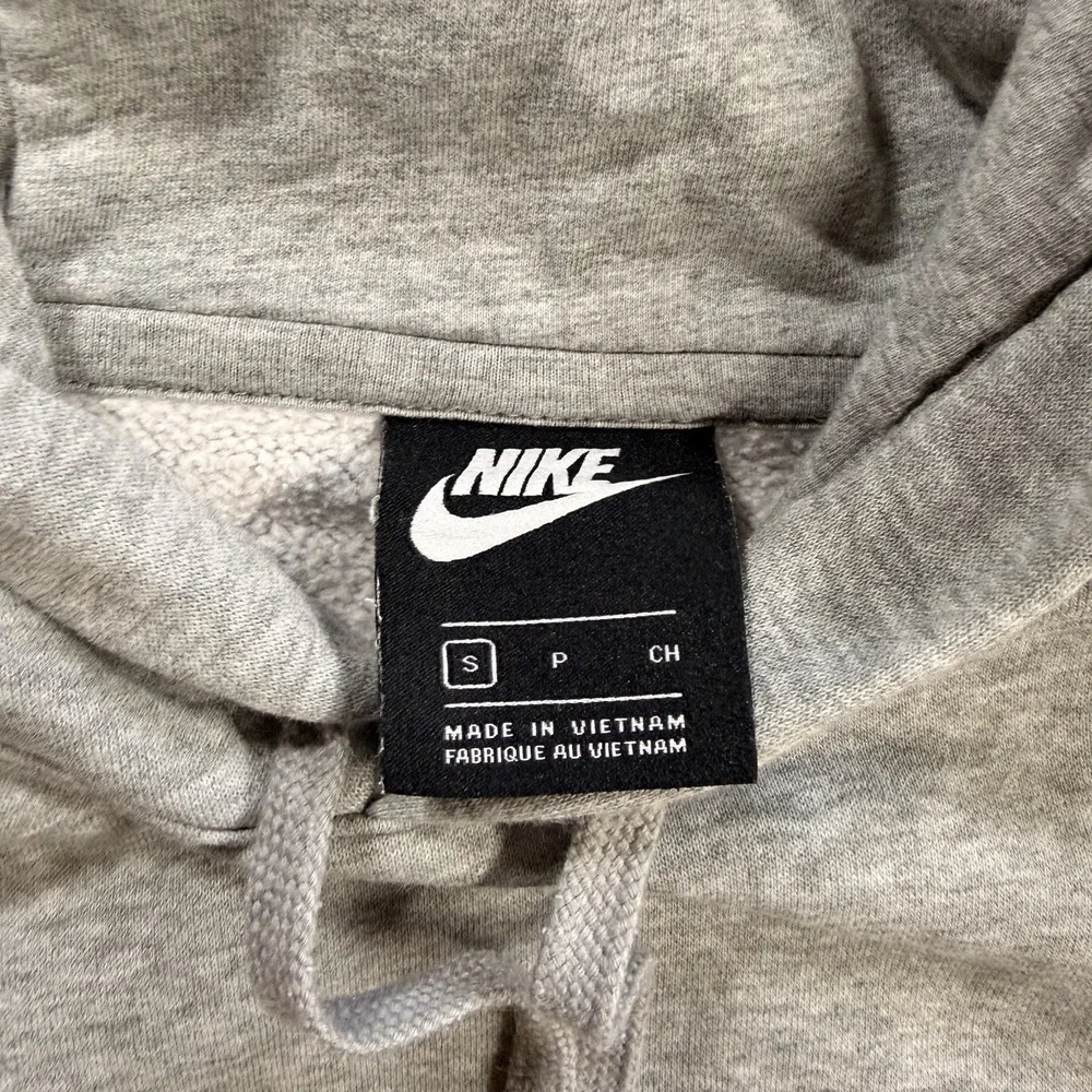 Nike Sportswear Women’s Small Gray Fleece Pullover Hoodie Mini Swoosh Logo
